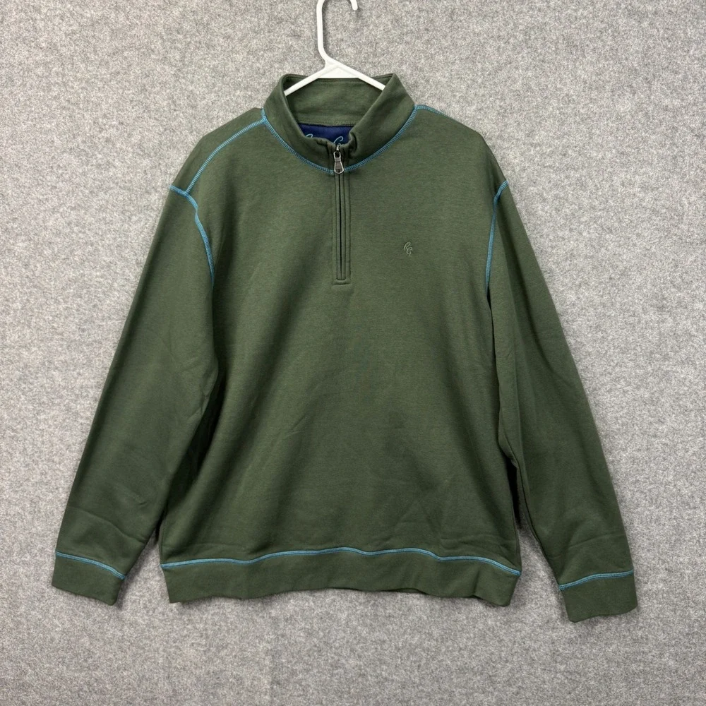 Robert Graham Fulham‎ Mens Deep Forest Green Quarter Zip Pullover Sweatshirt L